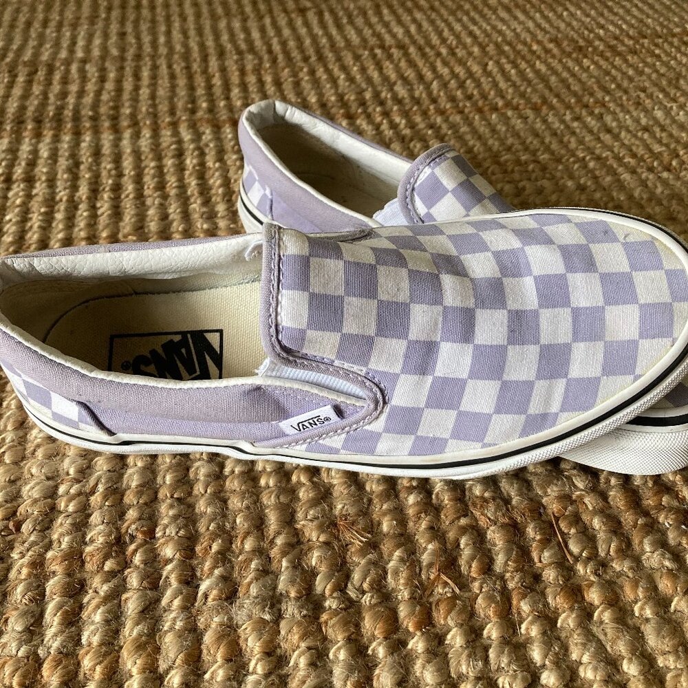 VANS checkered lavender slip ons